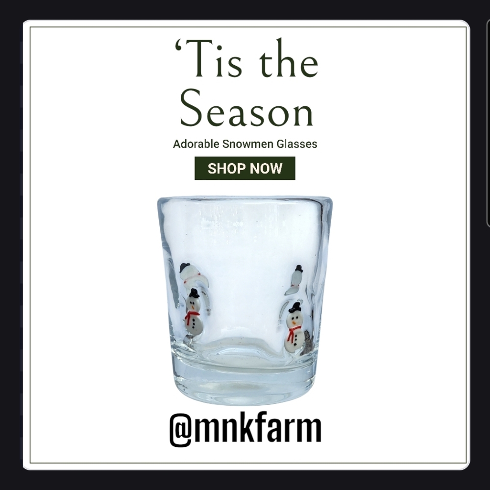 Crate&Barrel Snowman ⛄️ Double Old Fashioned Glass